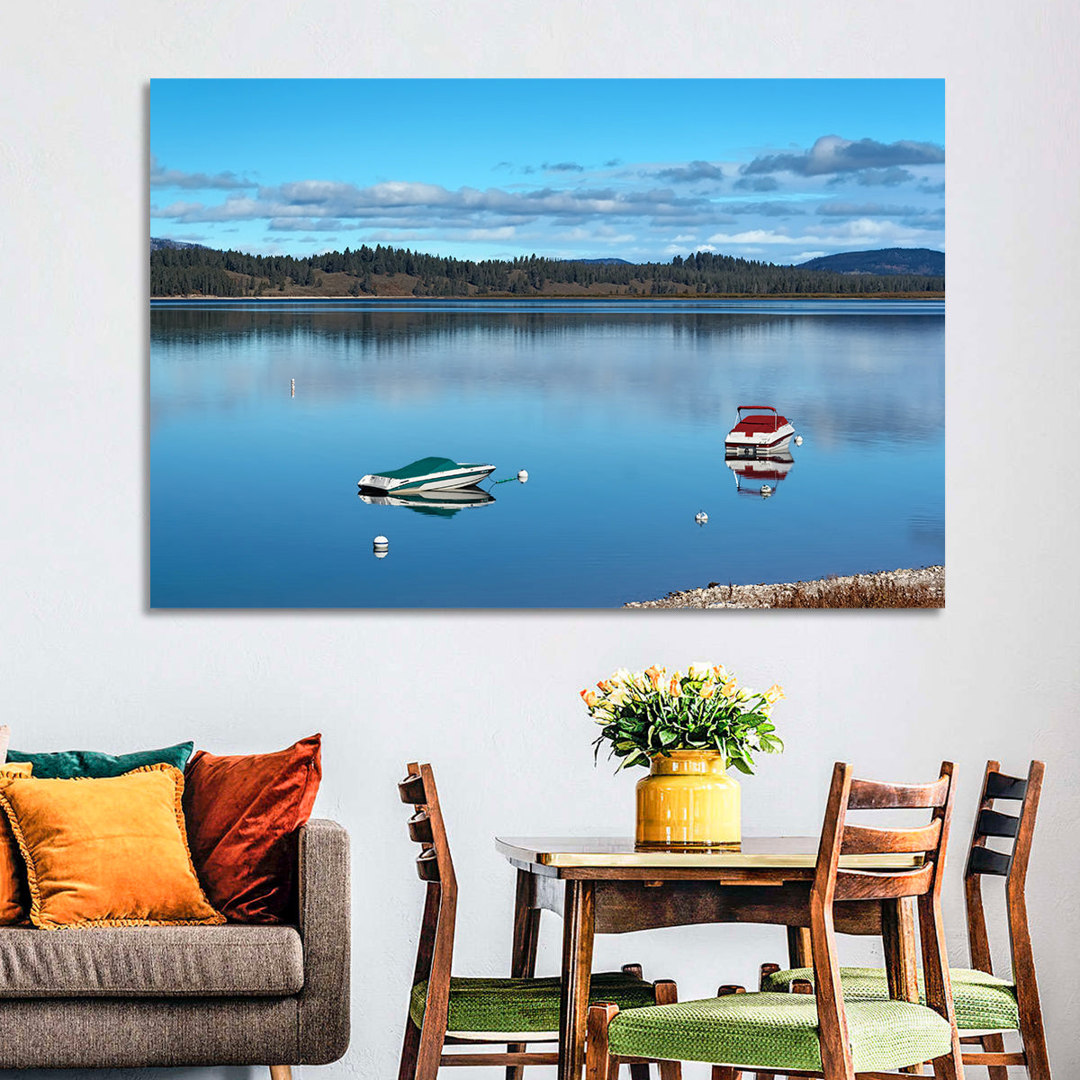 Jenny Lake Reflections Wall Art in a room, landscape