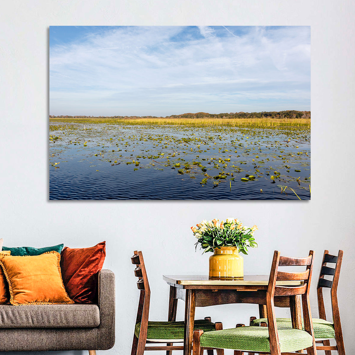 Lake Toho Lily Pads Wall Art in a room, landscape