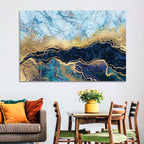 Blue Marble with Gold Veins Wall Art