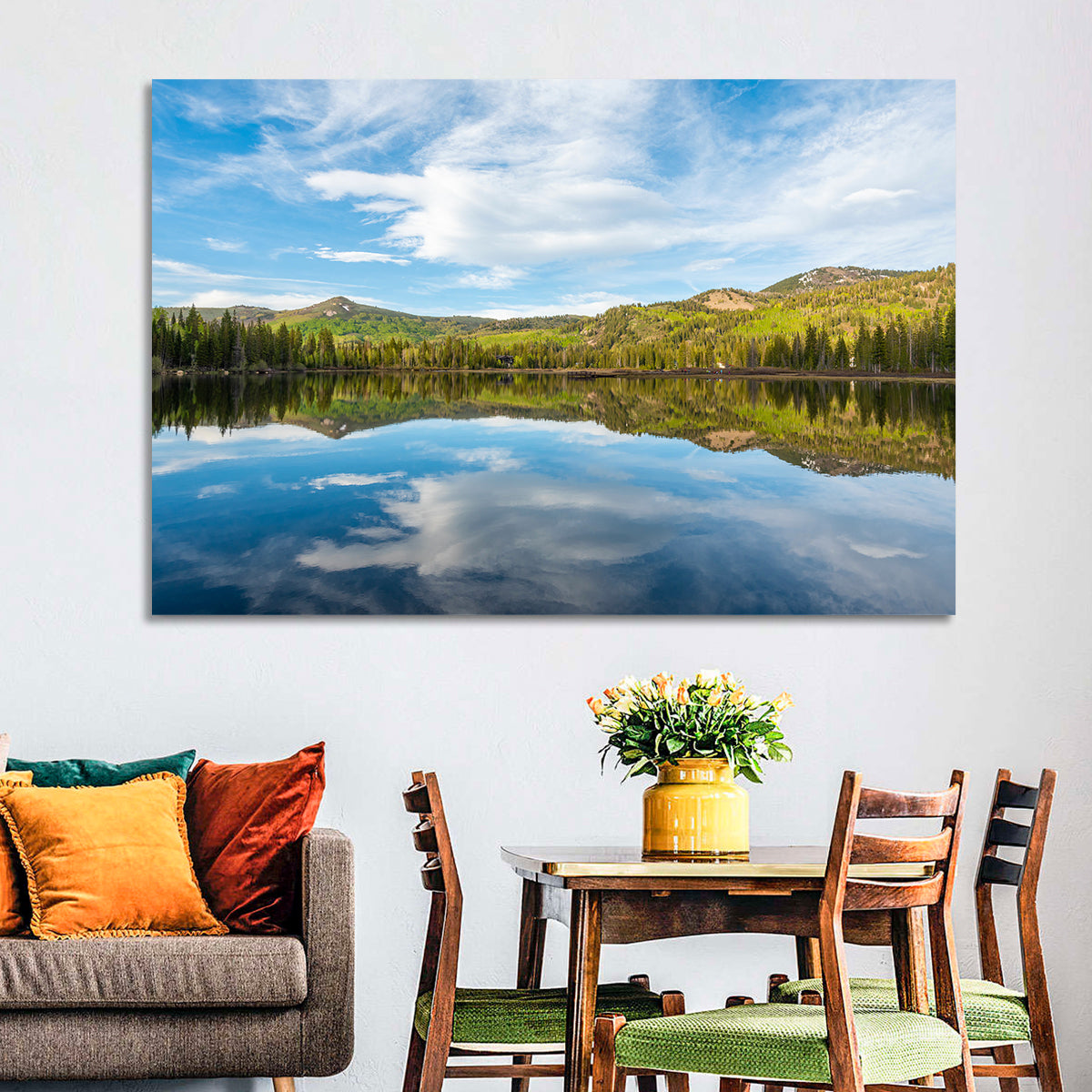 Silver Lake Reflection Wall Art in a room, landscape