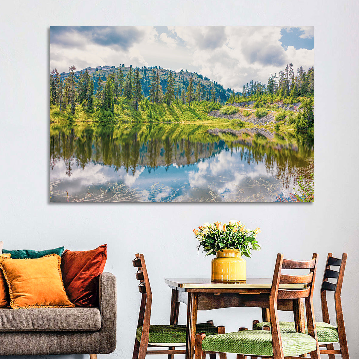 Highwood Lake Reflection Wall Art in a room, landscape