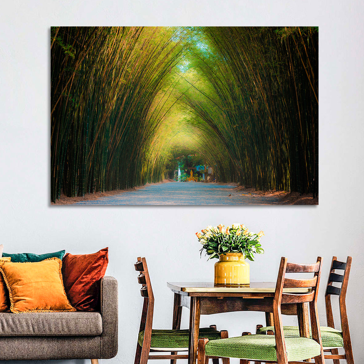 Arched Bamboo Tunnel Wall Art in a room, landscape