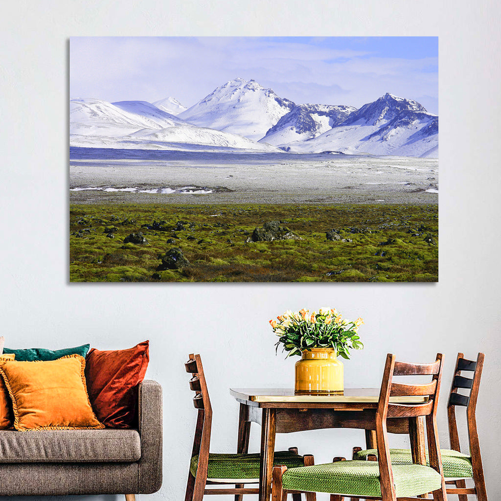 Icelandic Snow and Moss Landscape Wall Art