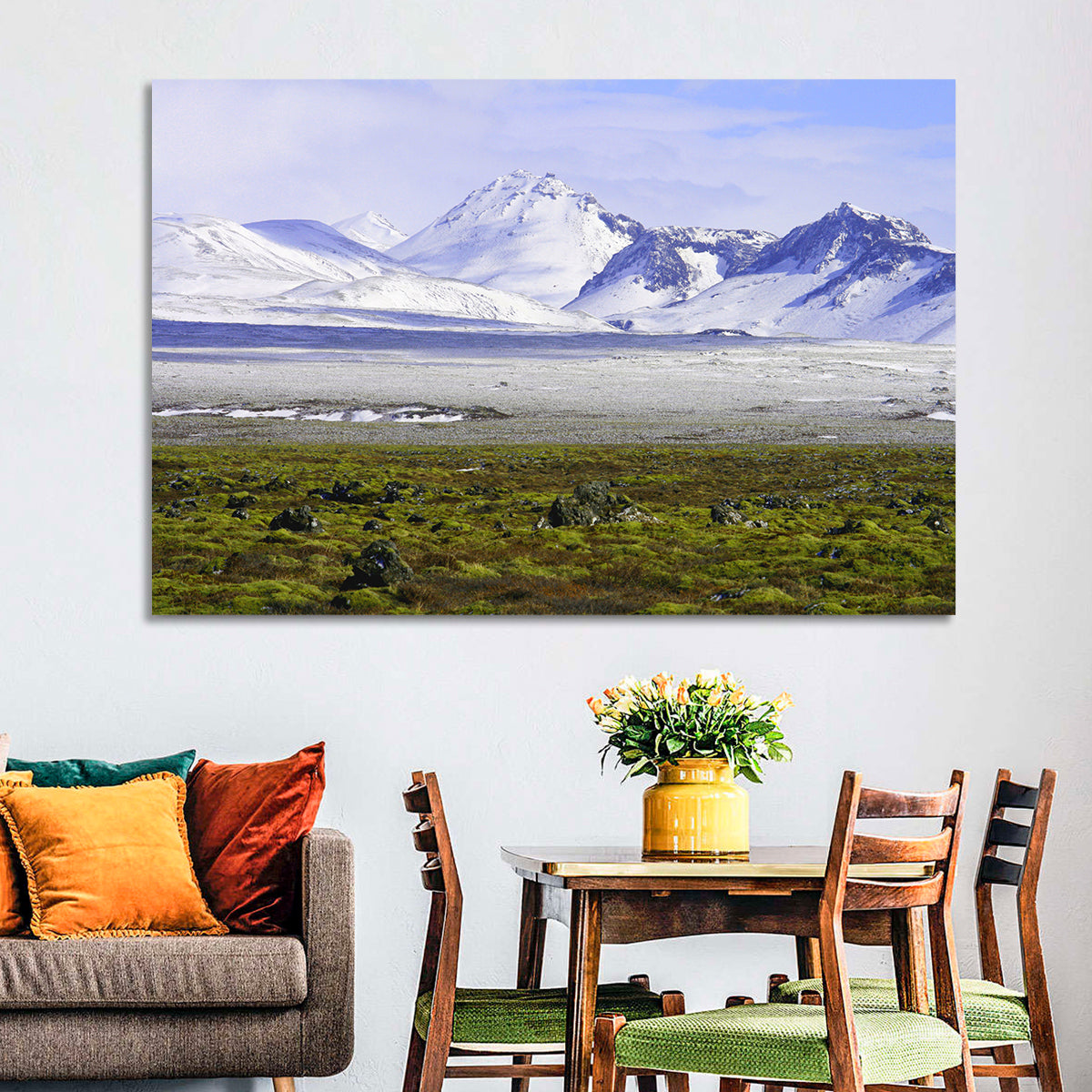 Icelandic Snow and Moss Landscape Wall Art