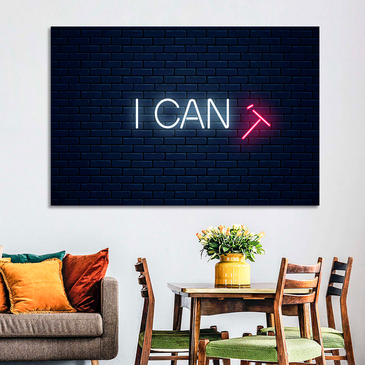 I Can Neon Sign Wall Art in a room, landscape