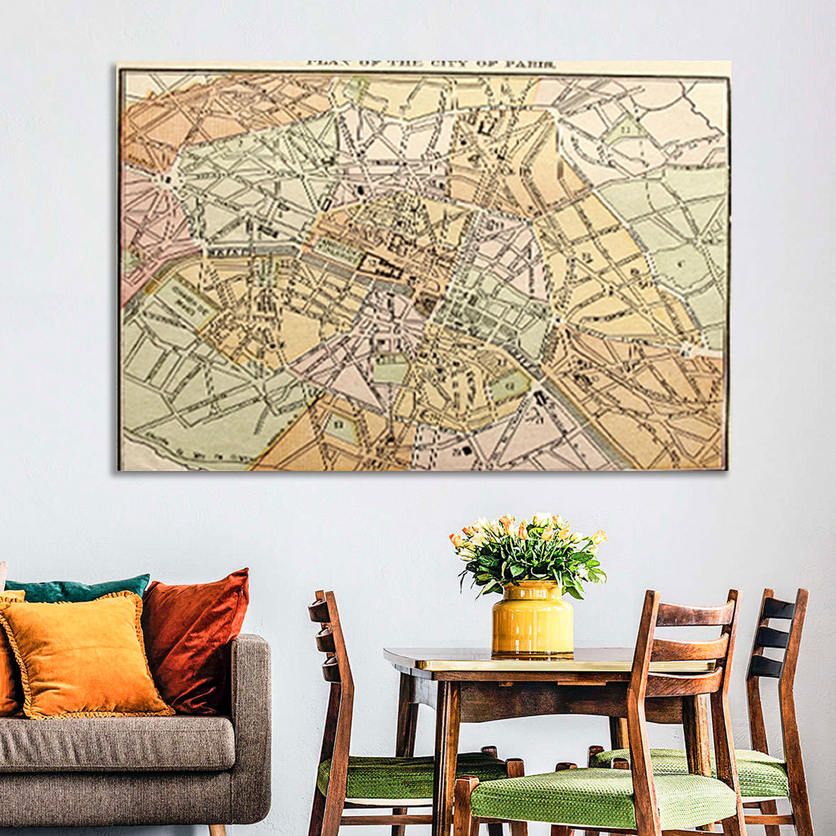 Plan of Paris Wall Art