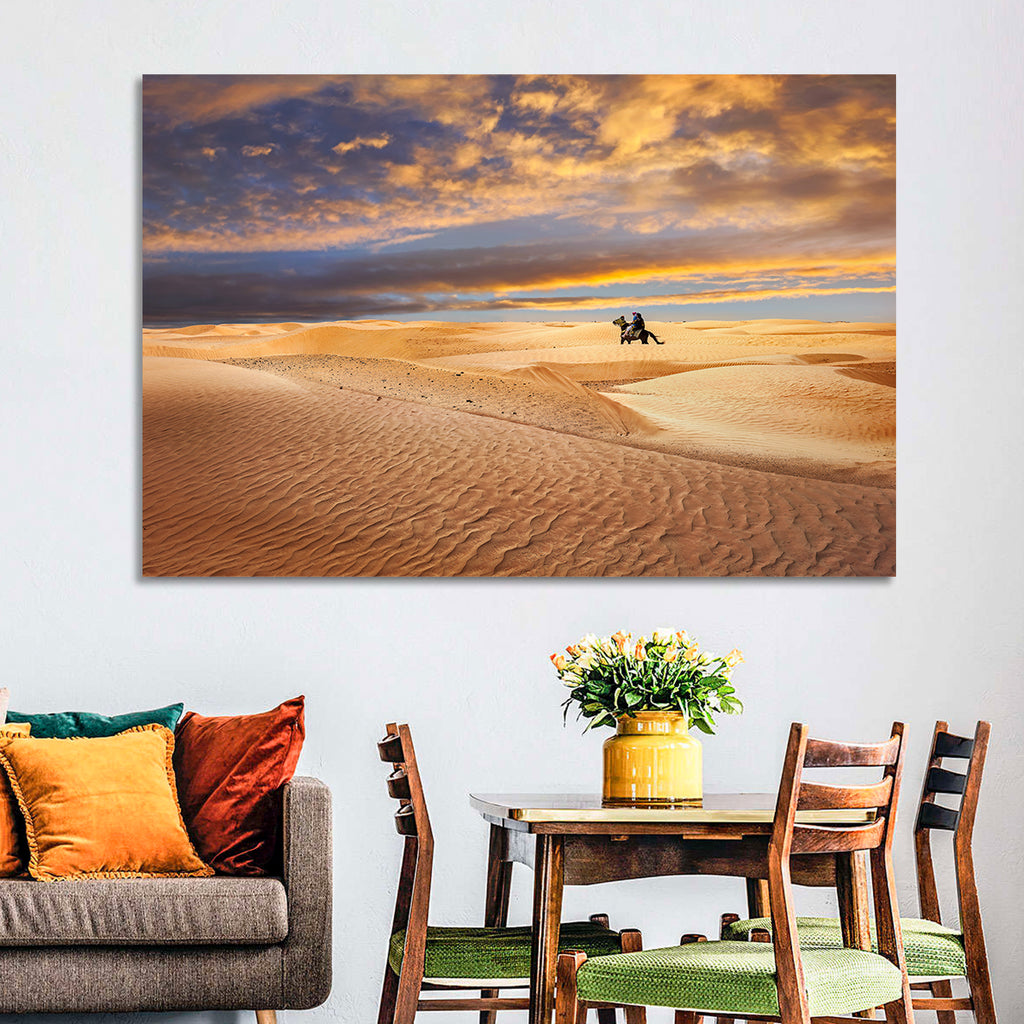 Sahara Camel Rider at Sunset Wall Art