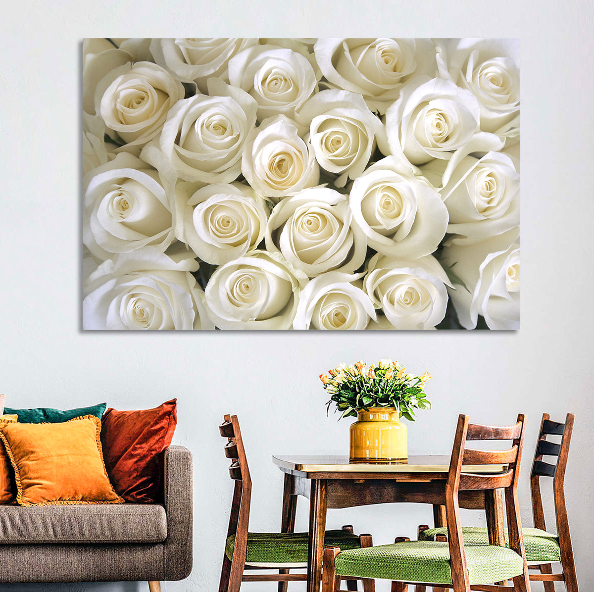 Silky Roses Wall Art in a room, landscape