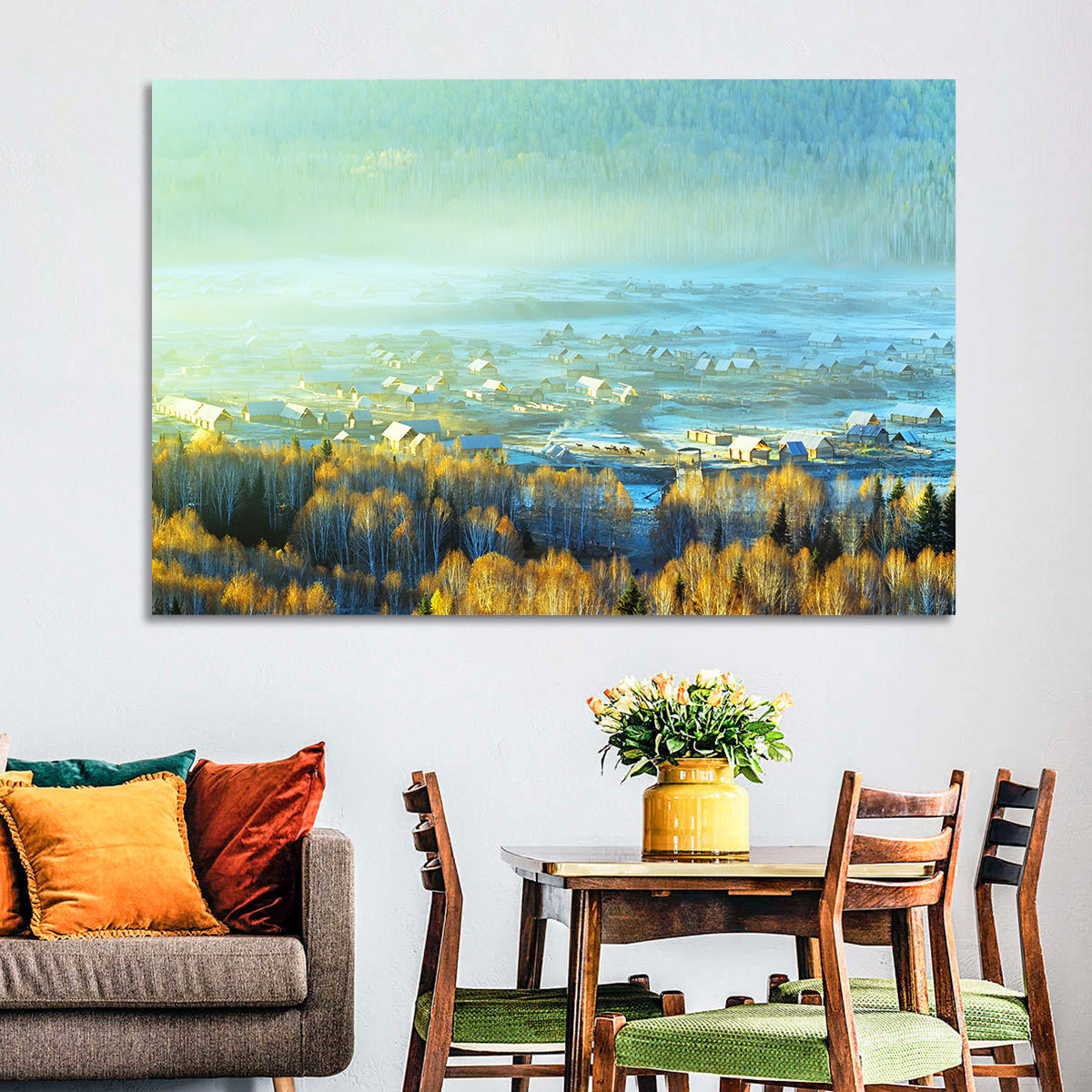 Misty Xinjiang Village Wall Art