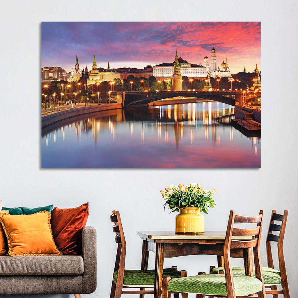 Moscow Kremlin Skyline at Twilight Wall Art