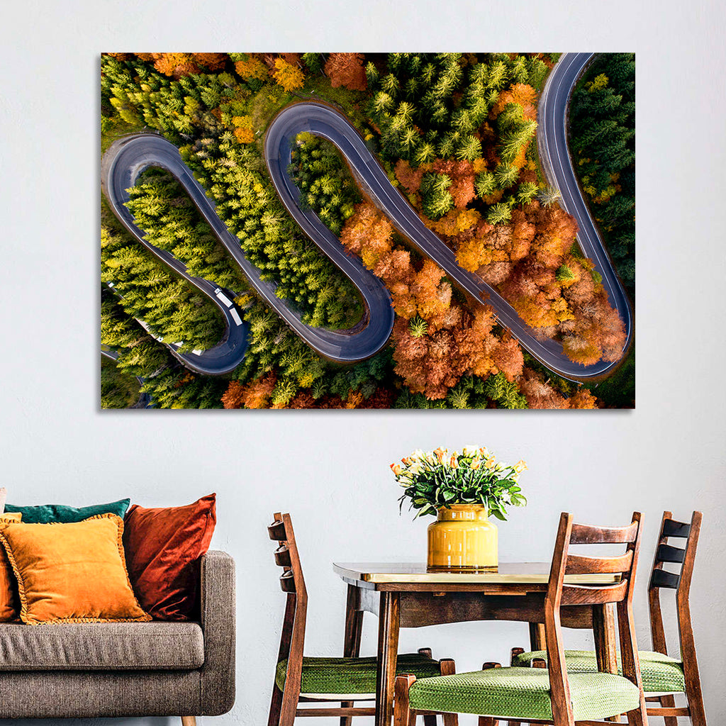 Autumn Aerial Mountain Road Wall Art