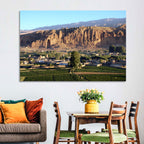 Bamiyan Valley Cliff Niche at Golden Hour Wall Art