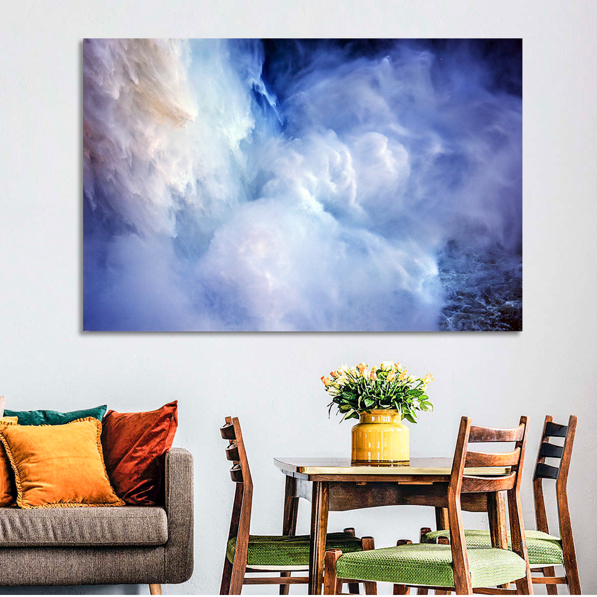 Snoqualme Falls Wall Art in a room, landscape