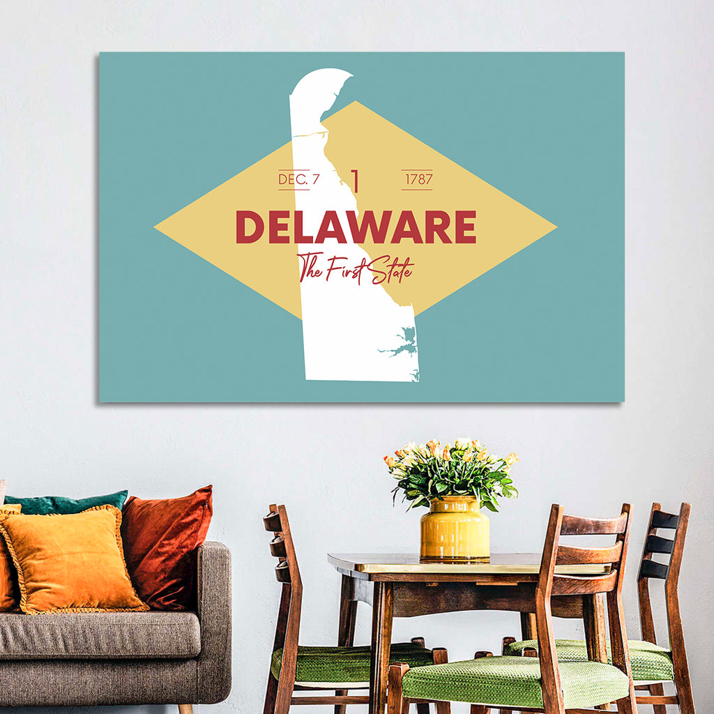 Delaware State Map Graphic Wall Art