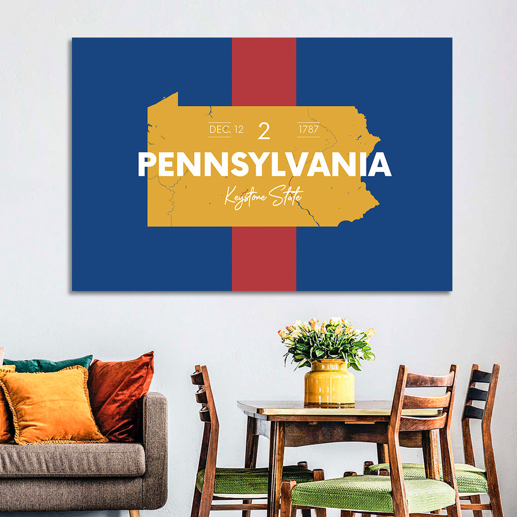 Keystone State Map Graphic Wall Art