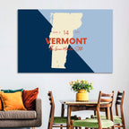 Vermont Map, Green Mountain State Wall Art