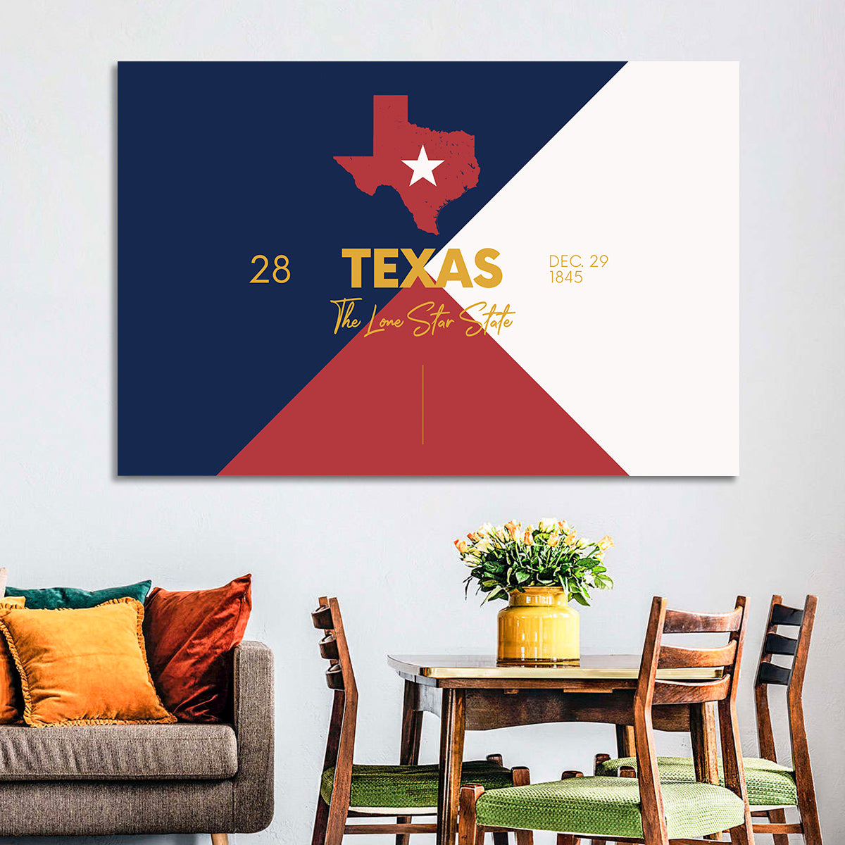 Lone Star State Map Wall Art in a room, landscape