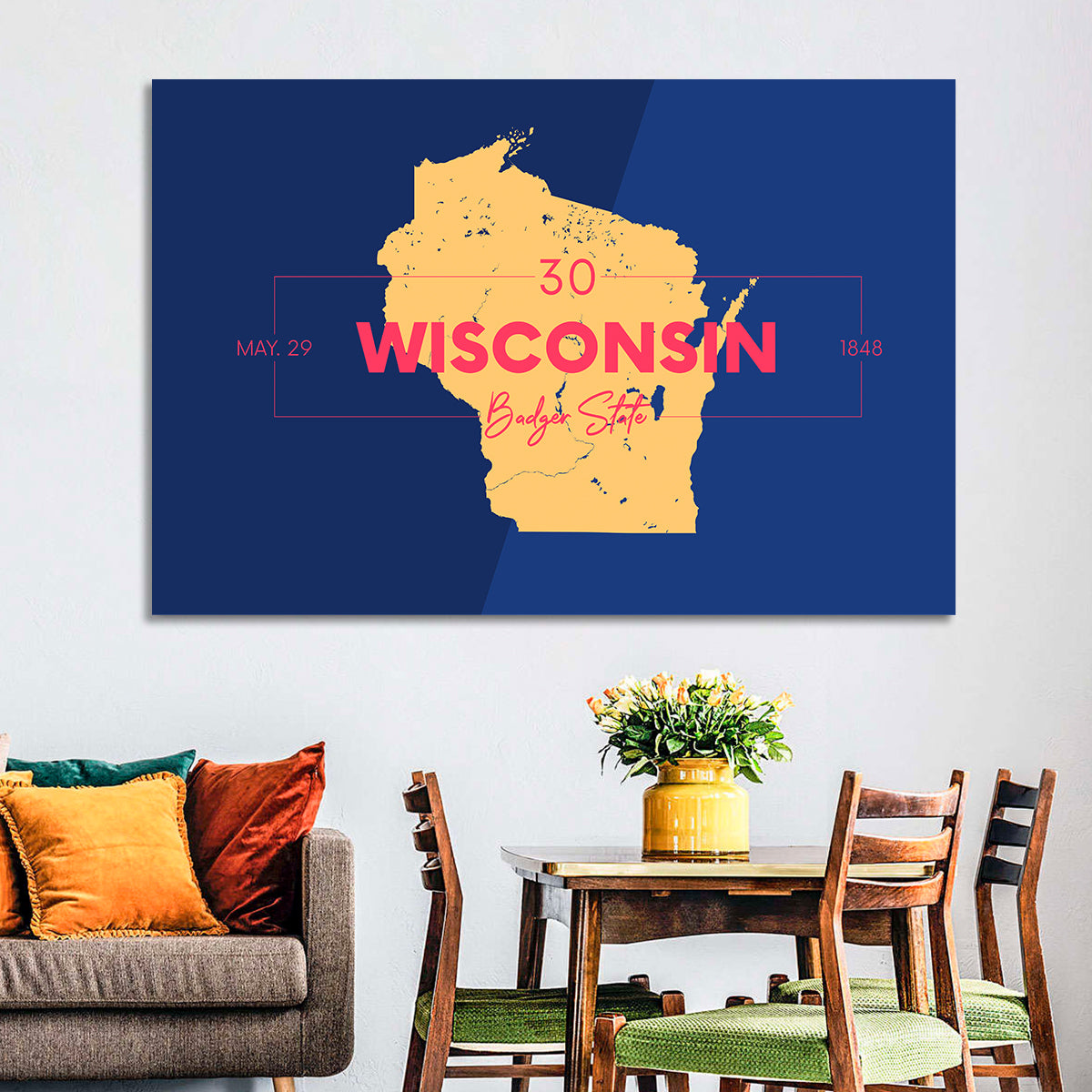 Badger State Map Wall Art