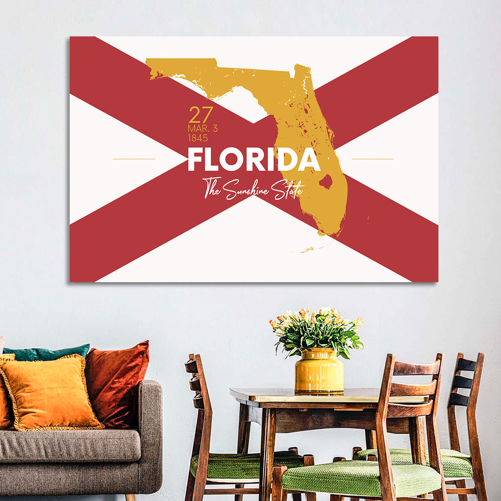 Florida Gold Map Graphic Wall Art