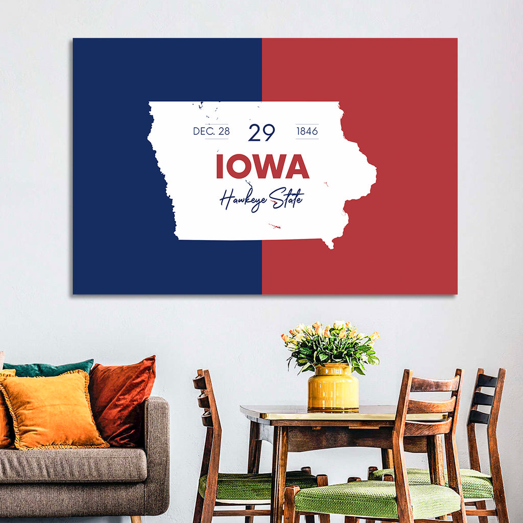 Hawkeye State Map Typography Wall Art