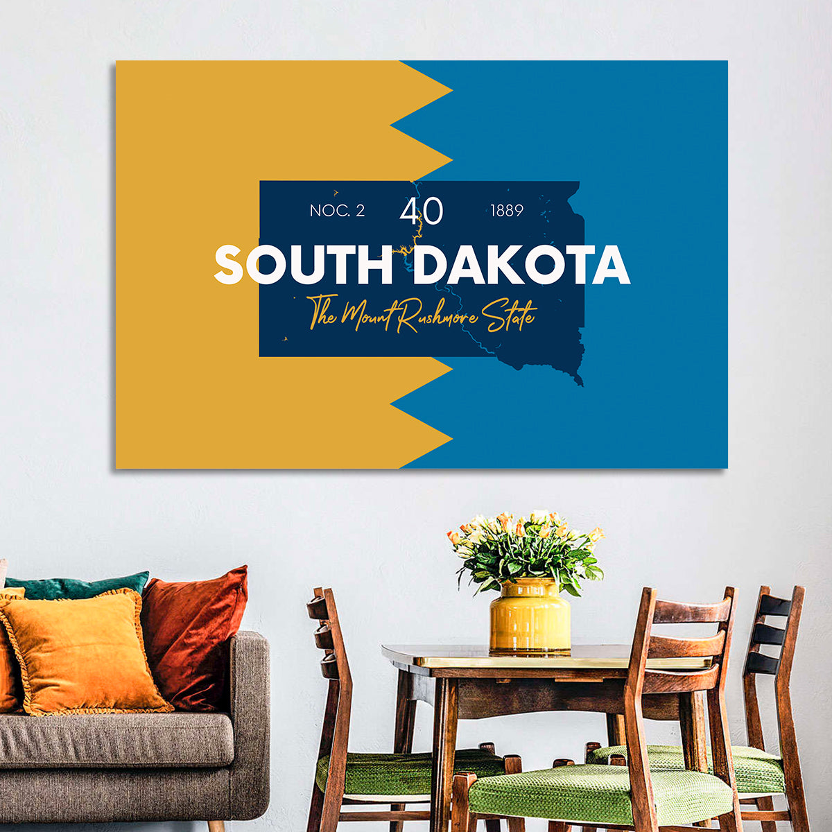 South Dakota Silhouette Map Wall Art