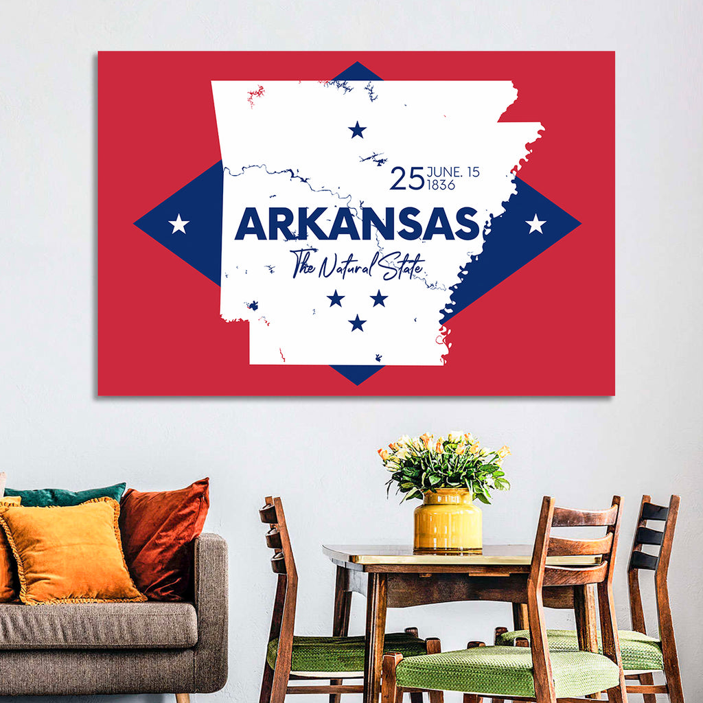 Patriotic Arkansas Map Wall Art