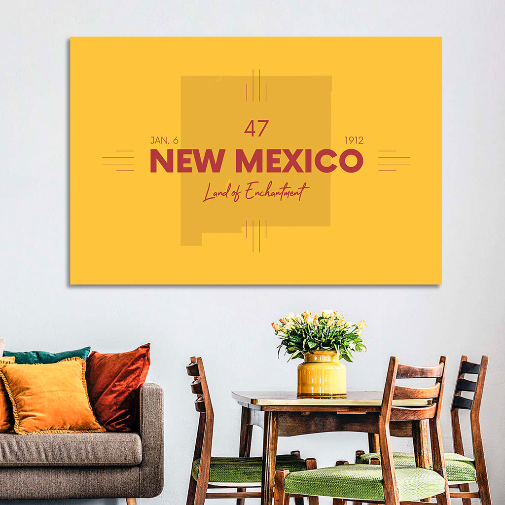 New Mexico Typographic Map 1912 Wall Art