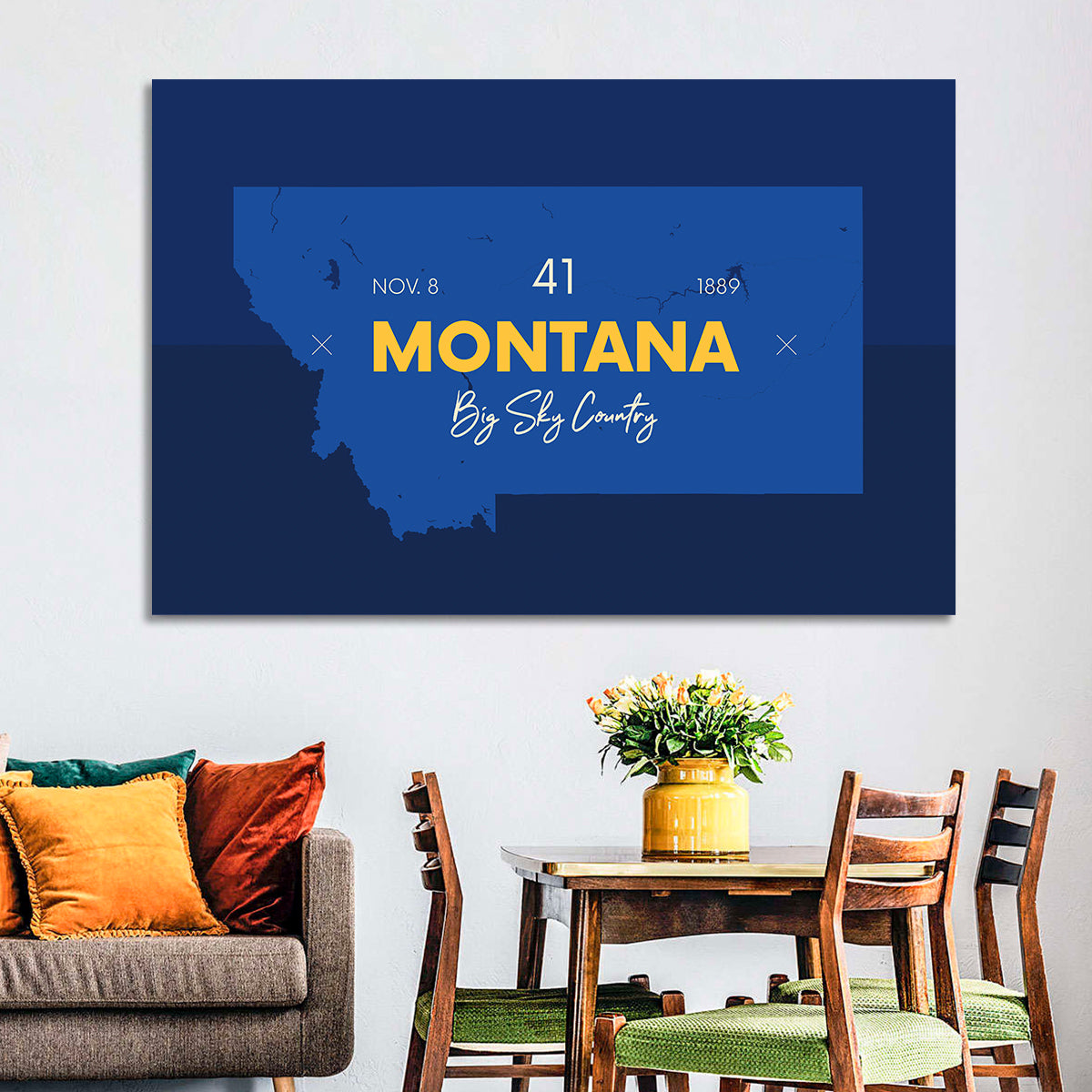 Montana Map Typography Big Sky Country Wall Art