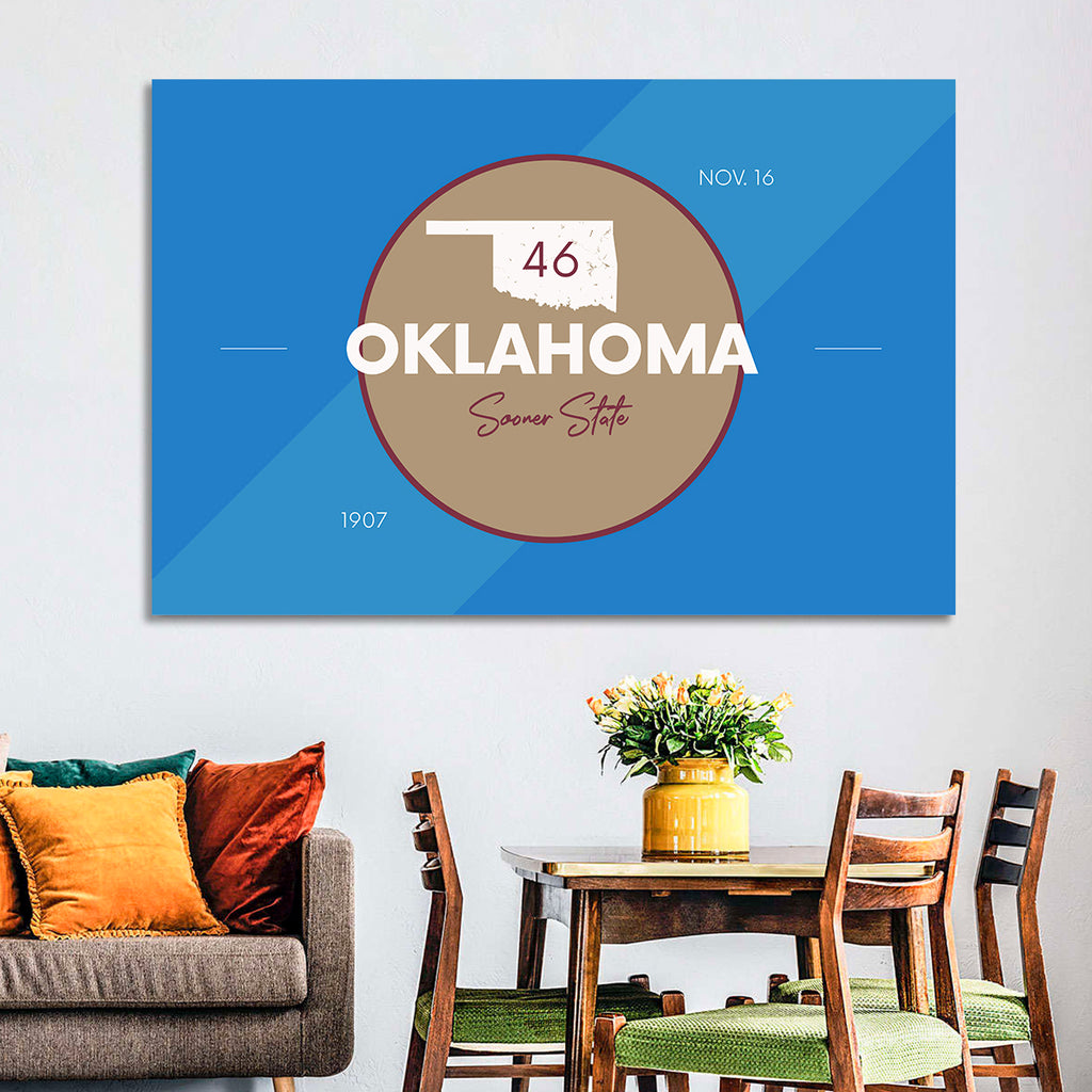 Oklahoma State Medallion Map Wall Art