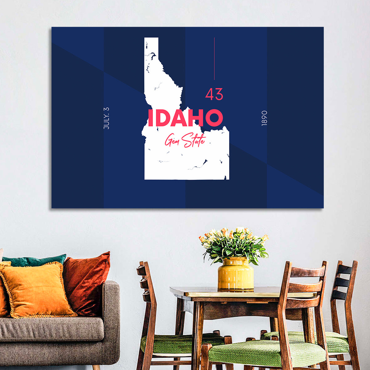 Idaho Gem State Map Wall Art