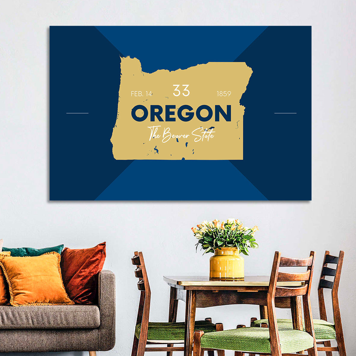 Oregon Typographic Map Wall Art