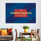 North Dakota Map Graphic Number 39 Wall Art