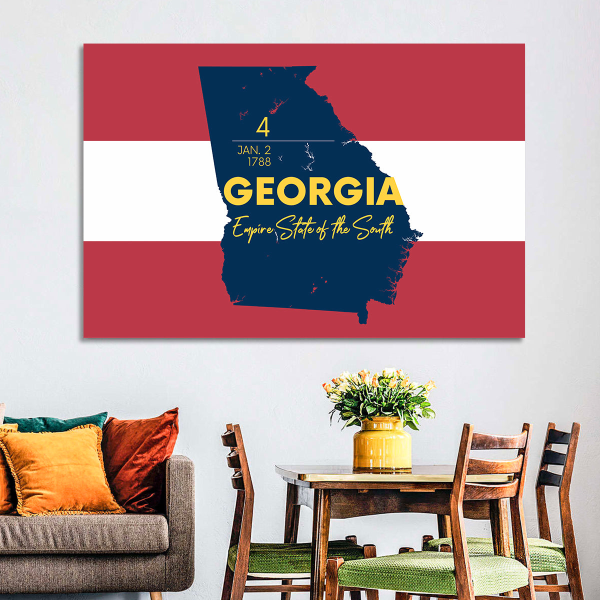 Georgia Silhouette Map Wall Art in a room, landscape