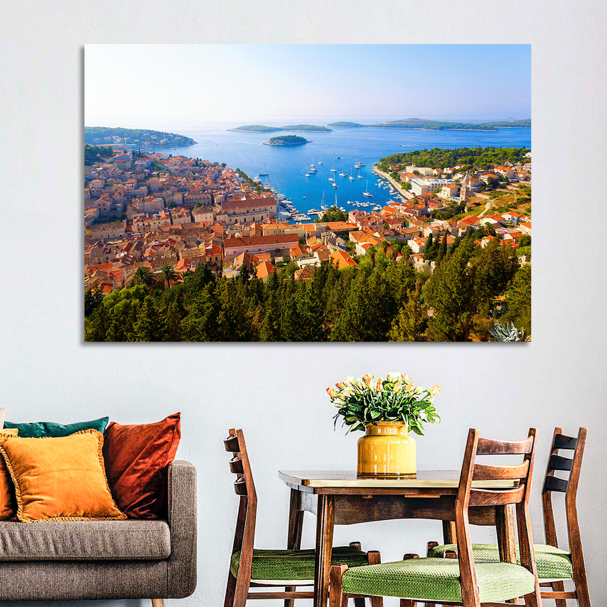 Hvar Harbor Aerial View Wall Art