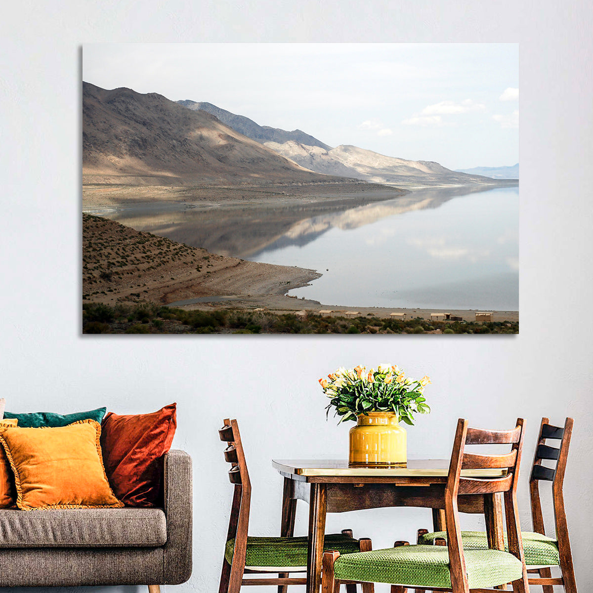 Walker Lake Reflections Wall Art in a room, landscape