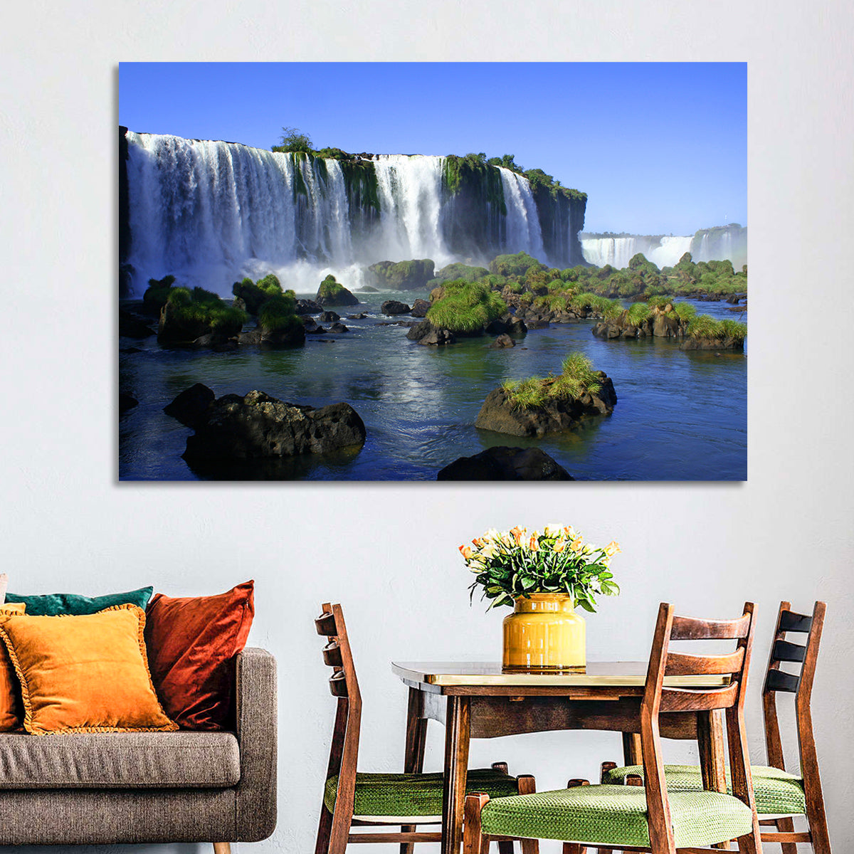Iguazu Falls Mossy Rocks Wall Art