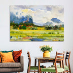 Summer Meadow Watercolor Landscape Wall Art