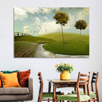 Serene Green Hills Pathscape Wall Art