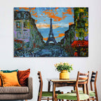 Paris Dusk Street, Eiffel Tower Wall Art