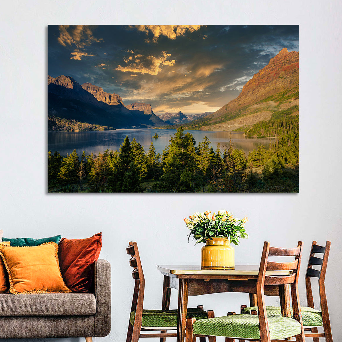 Wild Goose Island, St. Mary Lake Wall Art in a room, landscape