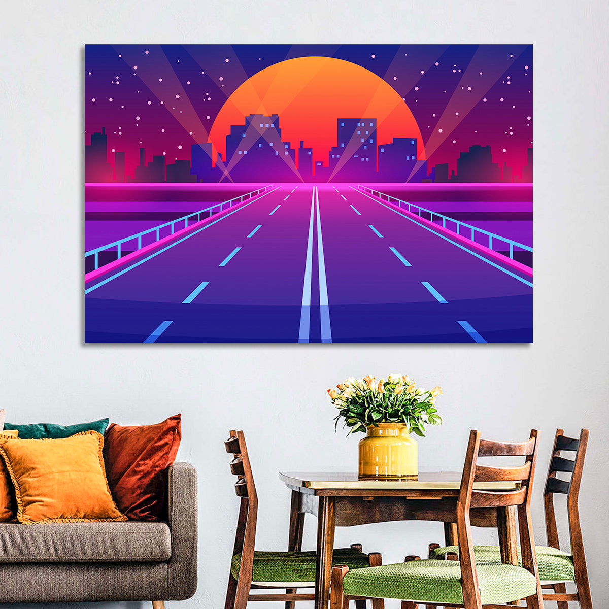 Dusk Highway Cityscape Wall Art