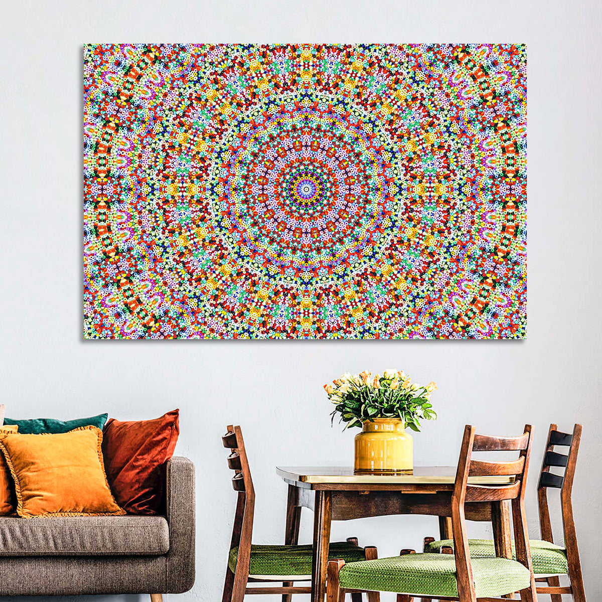 Beaded Kaleidoscope Mandala Wall Art