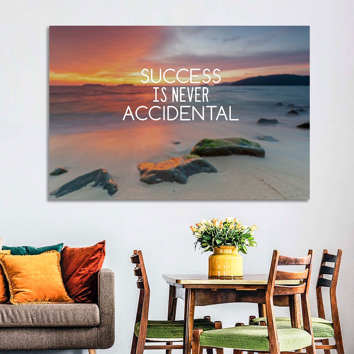 Success Is Never Accidental Wall Art in a room, landscape