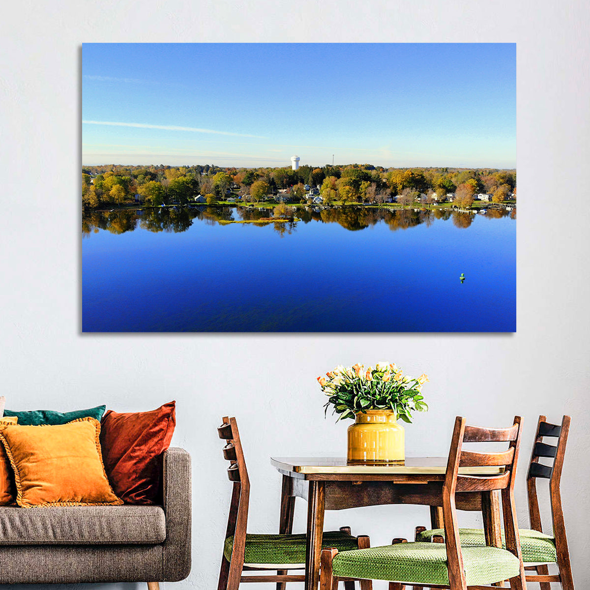 Oneida Lake Water Tower Wall Art in a room, landscape