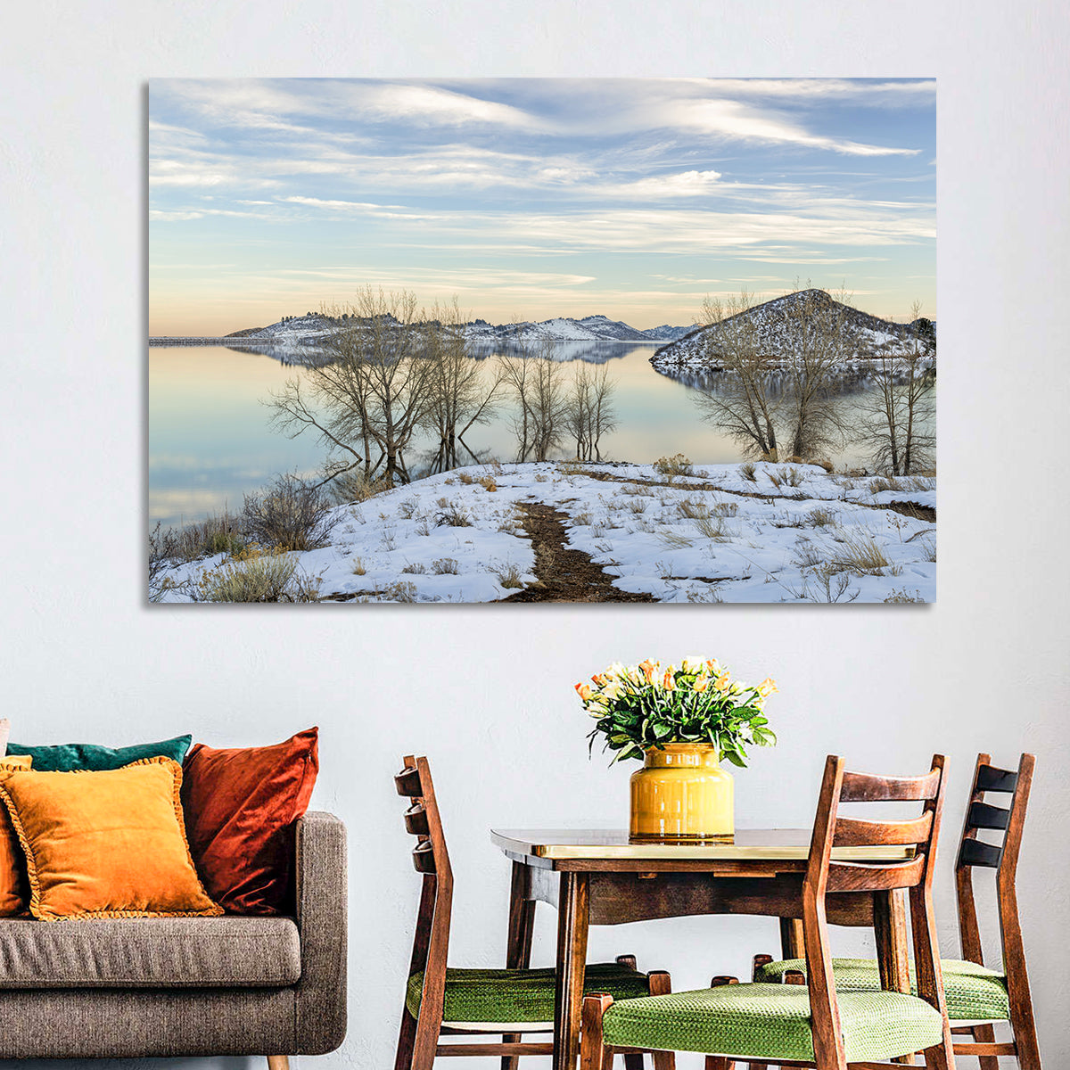 Horsetooth Reservoir Frozen Reflection Wall Art