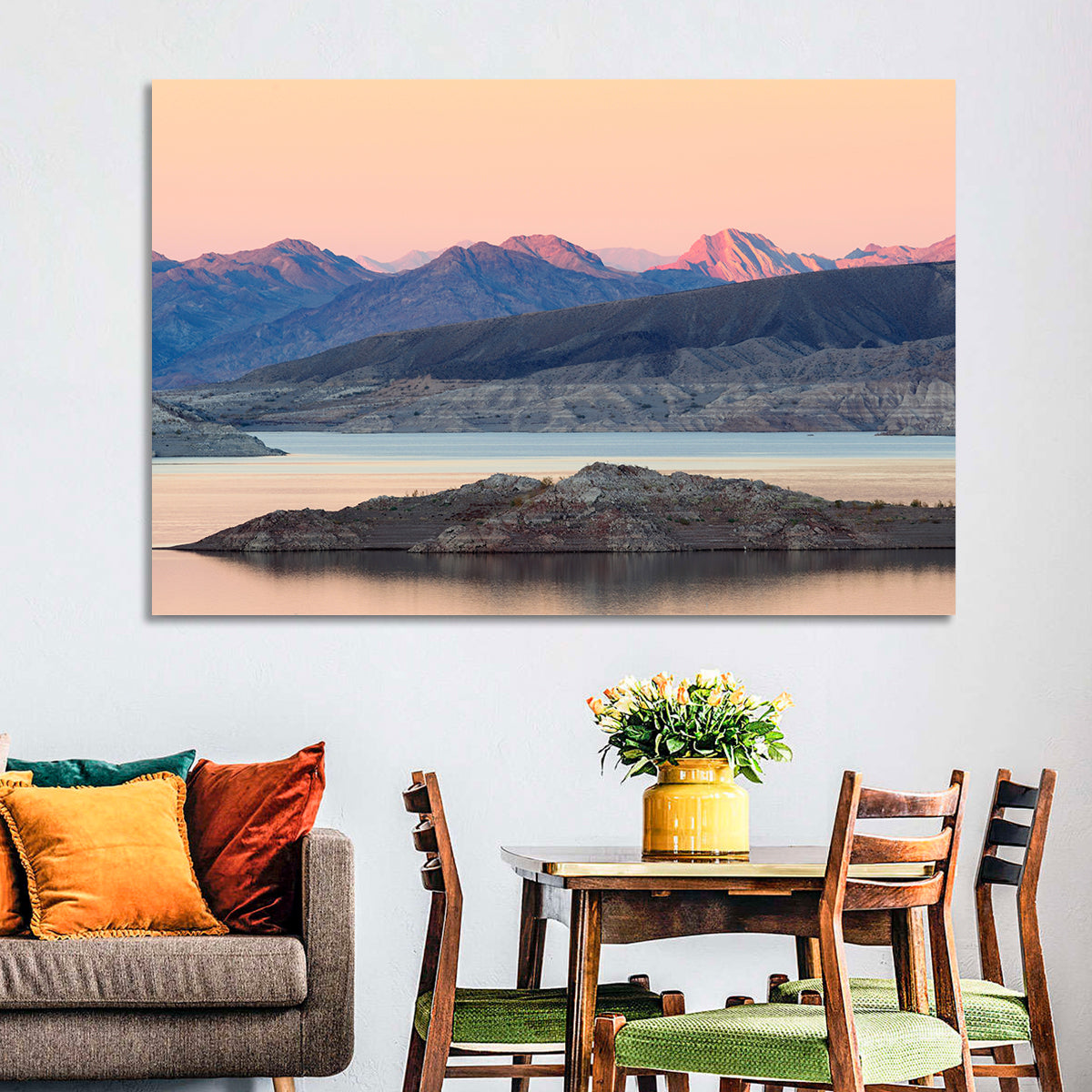 Lake Mead Twilight Reflection Wall Art in a room, landscape