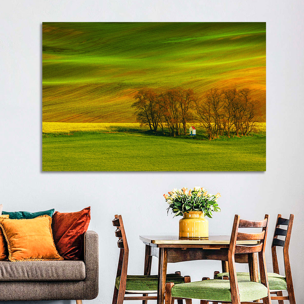 Moravian Wheat Fields with Chapel Wall Art