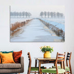 Frozen Canal with Bare Trees Wall Art