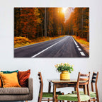 Golden Hour Forest Road Wall Art