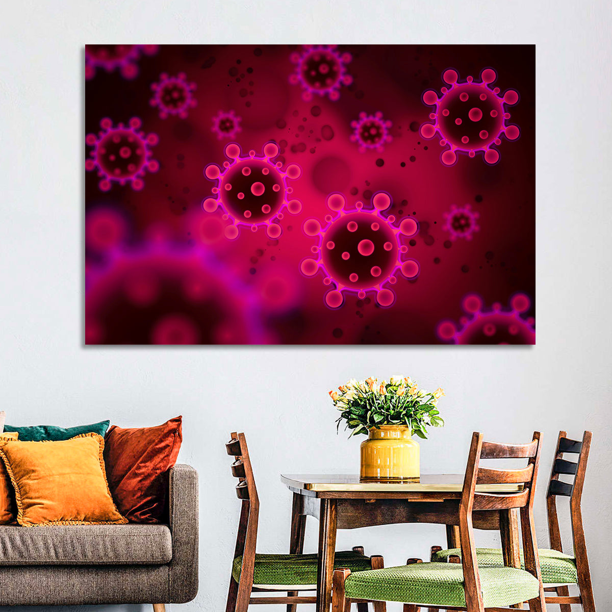 Microscopic Virus Particle Study Wall Art